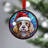Cockapoo in Santa Hat Suncatcher Decoration